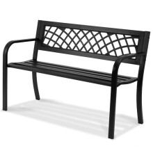 Banc de Jardin - DUOKU - Métal - Capacité 218 kg - Dossier et Accoudoirs - 3 Places