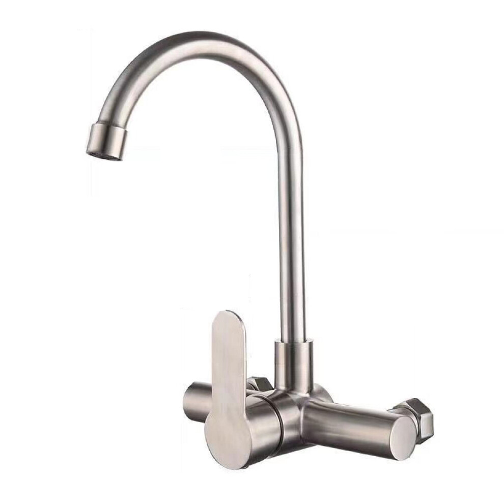 Wall Mounted Kitchen Faucet 304 Stainless Steel Single Handle With 360 Swivel Spout And Water Saving Aerator 9001264026691