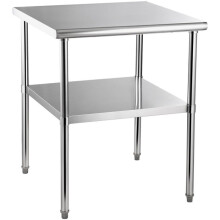 Table de Travail Cuisine Acier Inoxydable-Duoku-Table de Préparation-762 x 762 x 914 mm-avec Étagère Inférieure et Pieds Réglables
