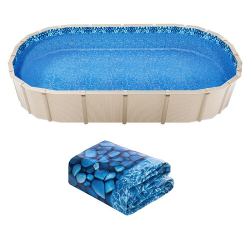 Revestimento de Piscina Oval - DUOKU - 18x33 Pés - Vinil - Acima do Solo - 48 a 54 Polegadas