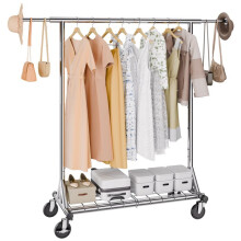 Portant à Vêtements - DUOKU - Double Tringle Réglable - Capacité 600 lb - Rangement Inférieur - Acier au Carbone