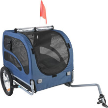 Remorque pour Chien - DUOKU - DT815 - Capacité 45 kg - Cadre Pliable - Couleur Bleu/Noir