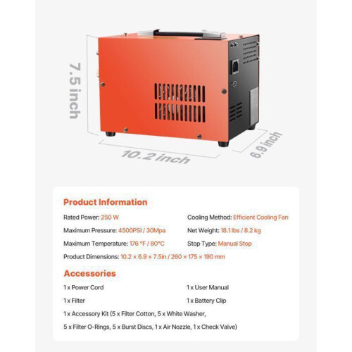Luchcompressor - DUOKU - PCP-Duoku-300W - 30MPa - Draagbaar - Ventilator Koeling 1