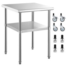 Table de Travail Cuisine Acier Inoxydable-Duoku-Table de Préparation-610 x 610 x 914 mm-avec Étagère Inférieure et Roulettes