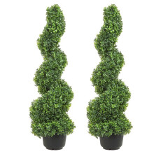 Arte Topiário Artificial - DUOKU - Árvores de Buxo - 3 Pés de Altura - Pacote com 2 - Folhas Substituíveis