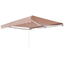 Toldo Retrátil Manual-Duoku-12 x 10 ft-Protetor Solar Para Pátio Externo-Toldo de Poliéster Resistente à Água