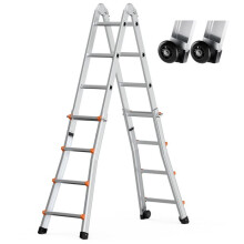 Teleskopleiter 13 ft mit A-Rahmen-Duoku-Kompakt aus Aluminium-Ausziehbare Camping-Multifunktionsleiter