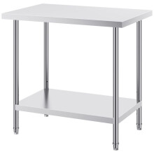 Table de Travail Cuisine Acier Inoxydable-Duoku-Table de Préparation-610 x 914 x 864 mm-3 Niveaux de Hauteur Réglables