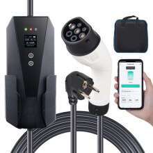 Chargeur Portable EV Type 2-Duoku-16A 3.7kW-Chargeur de Véhicule Électrique-Câble de 28 Pieds-Prise CEE 7/7