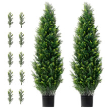 2er Set künstliche Zedern-Topiaris-Bäume 122cm - künstliche Kiefern und Zypressen mit immergrünen Blättern - UV-geschützt