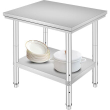 Table de Travail Cuisine Acier Inoxydable-Duoku-Table de Préparation-600 x 760 x 800 mm-3 Hauteurs Réglables-Capacité de 318 kg