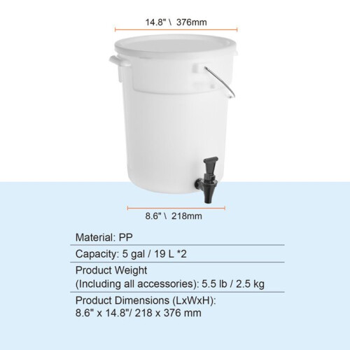 Drankdispenser - DUOKU - 5 Gallons - 2 Packs - Plastic - Kraan en Deksel 1