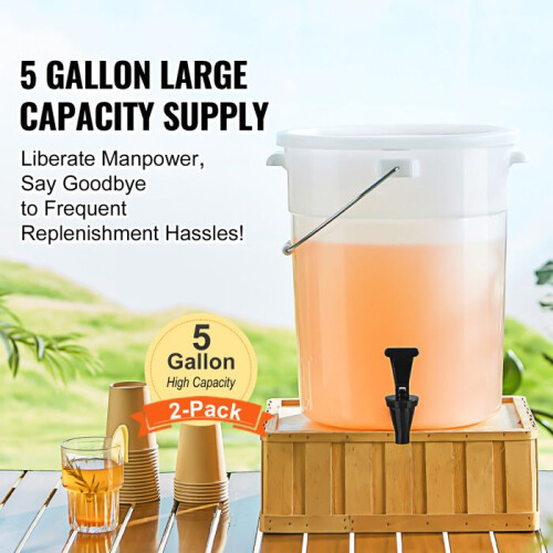 Drankdispenser - DUOKU - 5 Gallons - 2 Packs - Plastic - Kraan en Deksel 2