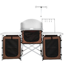 Table de Cuisine de Camping - DUOKU - Station de Cuisson Extérieure - Pliable - 3 Placards - Sac de Rangement