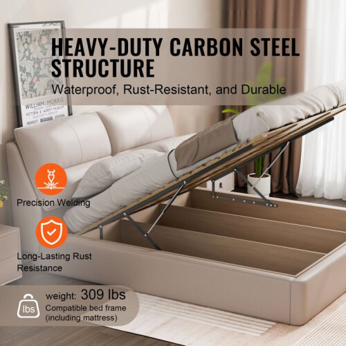 Elevador de Cama-Duoku-Tamanho de Cama 59x79 polegadas-Capacidade de 309 lb-Kit de Cama de Parede para Montar Sozinho-para Quarto de Hóspedes 2