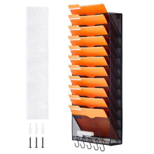 Support Mural de Fichiers à 12 Êtages-Duoku-Porte-Documents en Maille Monobloc pour Magazines-Courrier-Organisateur Mural en Métal