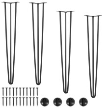 Pieds de Table en Épingle à Cheveux - DUOKU - 0,7 m - Lot de 4 - Charge Max 408 kg - Métal Noir