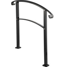Corrimão de escada - DUOKU - LTFS-3FTB - Ferro Forjado - Preto - Adequado para 1 a 3 Degraus