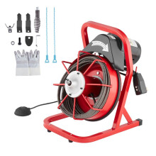 Machine de Nettoyage de Drain-Duoku- 50FT x 3/8 Pouces- Machine de Nettoyage de Drain Électrique 250W avec 4 Coupeurs