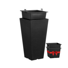 Jardinières - DUOKU - Ensemble de 2 - 55 cm - Noires - Design Moderne - Drainage Intégré
