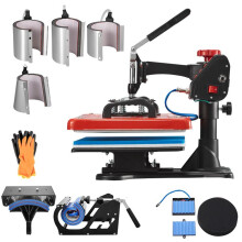 Prensa Caliente 10 en 1-Duoku-38 x 30 cm-1 000 W-Rotación a 360 Pivoteante-Calefacción de Doble Tubo-Rojo