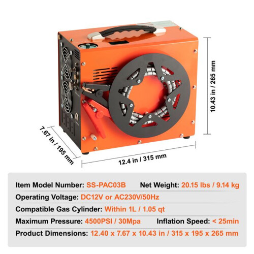 Compressores de Ar - DUOKU - SS-PAC03B - 350W - 30 MPa - 12V/230V 1