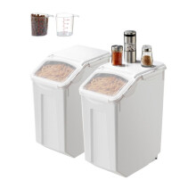 Contenedor de Almacenamiento - DUOKU - Modelo F-8909X2 - 4,5 Galones x 2 - Para Perro - Plástico Blanco