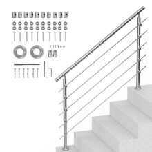 Rampe per Scale Esterne-Duoku-59 pol-Kit di Rampes di Sicurezza in Acciaio Inox con Installazione-5 Barre Trasversali