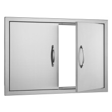 Toegangspoort voor Barbecue-Duoku-Buitenkeuken Dubbele 774x533 mm-Inox, Verticale Muurdeur