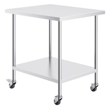 Table de Travail Cuisine Acier Inoxydable-Duoku-Table de Préparation-762 x 457 x 954,6 mm-4 Roues-3 Niveaux de Hauteur Réglables