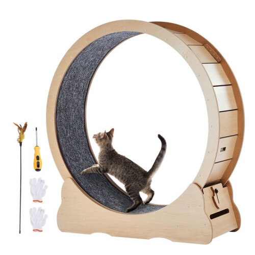 Roda de Exercício de Madeira para Gato-Duoku-Grande Roda de Esteira para Gato de Interior de 43,3 polegadas-Roda de Corrida