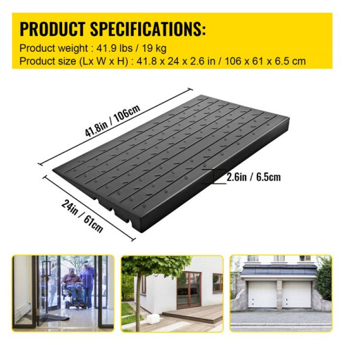 Rampe di Accesso in Gomma-Duoku-2,6 po 3 Canali-Solid per Sedia a Rotelle e Scooter 1