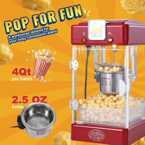 Machine à Pop-corn - DUOKU - Kettle Popper - 300 W - 2,5 oz - Rouge 2