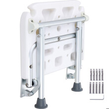 Sedia da Doccia Pieghevole in PE-Duoku-15,7'' x 14,8'' Aperta-Panca da Doccia Pieghevole a Fissaggio Murale con Capacità di Carico di 226,8 kg