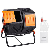 Poubelle Ă Compost Ă Double Chambre-Duoku-37 Gallons-Cadre en Acier, Sans BPA pour Jardin, Cuisine, Cour