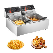 Dubbele Friteuse - DUOKU - 12L - 5000W - Roestvrij Staal - Instelbare Temperatuur