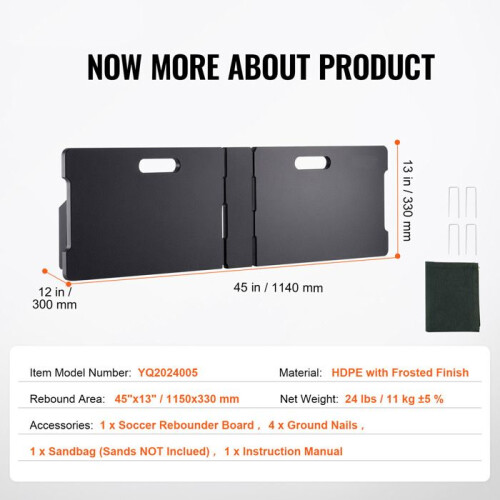 Planche de Rebond - DUOKU - 45"X13" - Portable - 2 Angles Réglables - HDPE 1