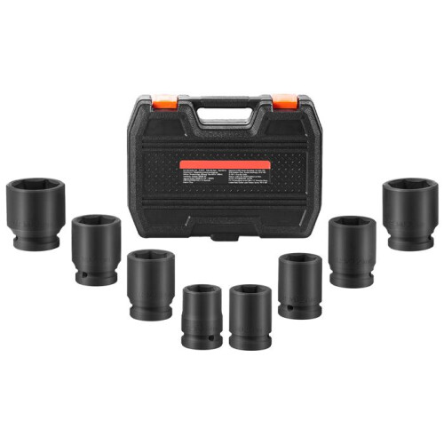 Impact Socket Set-Duoku-for Axle Nuts-3/4" Drive-6 Point-8 Pieces-Socket Set-for Spindle Nuts