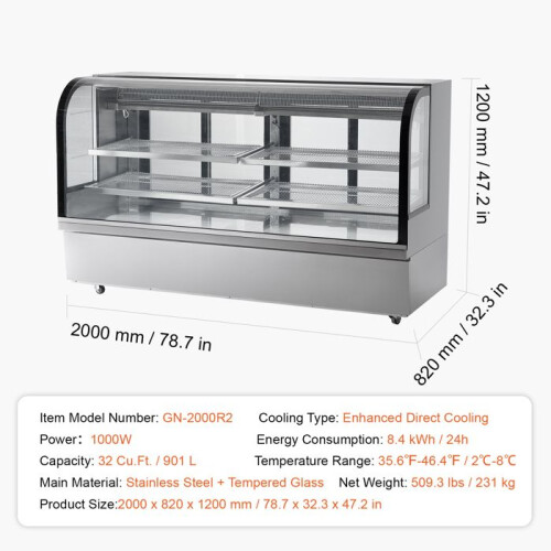 Koelkast Vitrine - DUOKU - GN-2000R2 - 32 Cu.Ft. - 4 Planken - RVS 1
