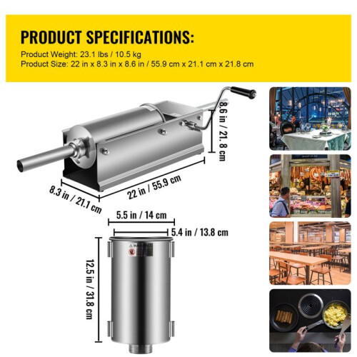 Wurstfüller - DUOKU - HS-5L - 5 L - Edelstahl 304 - Doppelte Geschwindigkeit 1
