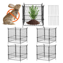 Cages Grillagées pour Plantes - DUOKU - 34 x 34 cm - Acier Noir - Lot de 4 - Extérieur