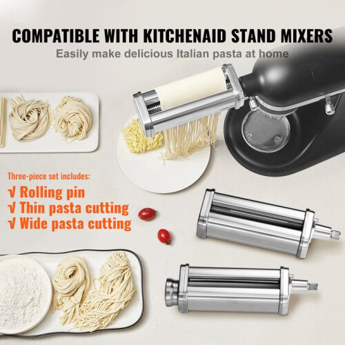 Pastamaker - DUOKU - ZA-NTK16 - Set van 3 - Roestvrij staal - Compatibel met KitchenAid mixer 2