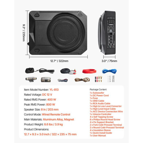 Caixa de Graves - DUOKU - YL-813 - 8 polegadas - 800W - Amplificado - Com fio 1