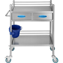 Laboratoriopalveluvaunu-Duoku-Rullavaunu Ruostumattomasta Teräksestä 2 Tasolla-Lääkinnällinen Vaunu 2 Laatikkoa
