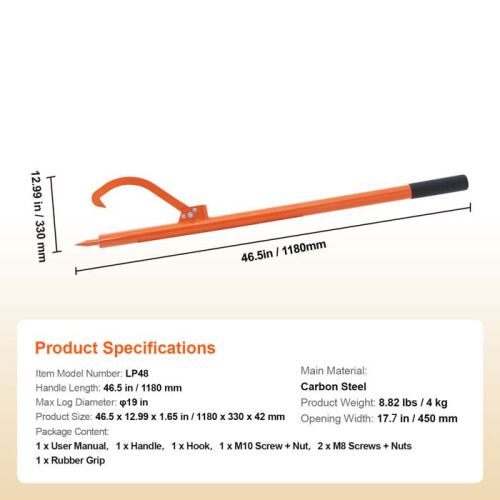 Bûche - DUOKU - LP48 - 46,5 po - Aço carbono - Resistente à ferrugem 1