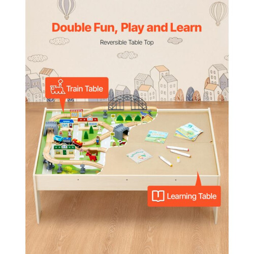 Table d'activités - DUOKU - AC7559 - 120 pièces - Bois - Rangement pliable 2