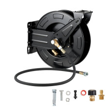 Enrouleur de Tuyau Haute Pression - DUOKU - 15,2 m x 9,5 mm - Acier Q235A - 4000 PSI - Fixation Murale