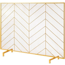 Funkenfänger aus Eisengewebe-Duoku-980 x 758 mm-Selbststehender Schutzgitter für Wohnzimmer-Moderne Innendekoration