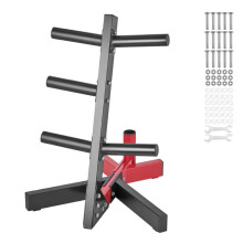 Soutien pour Plaques de Poids - DUOKU - Cadre en L - Capacité 500 lb - Noir et Rouge - Soudage Complet