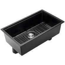 Küchenspüle - DUOKU - Unterbau-Modell - Schwarzer Granit - 76,2 cm - 1 Einzelbecken